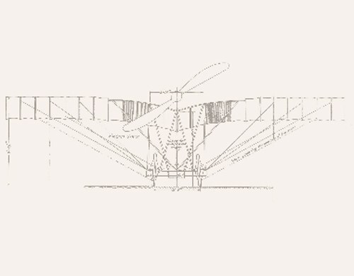 Desenho do Demoiselle, criação de Santos Dumont cujo projeto foi aberto a interessados
